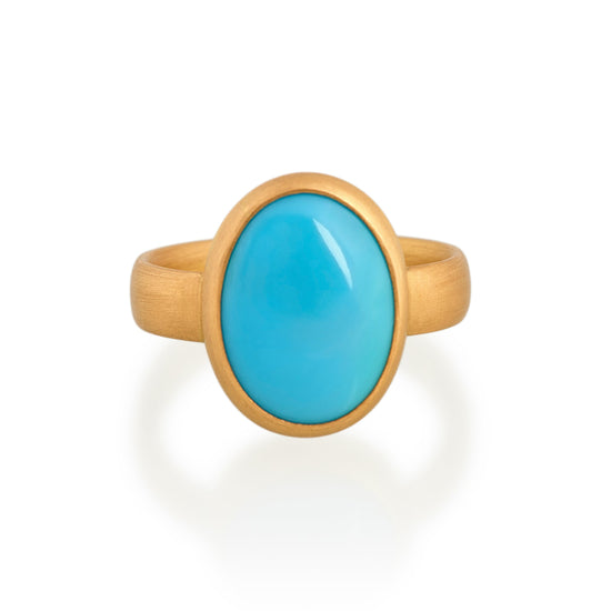 Oval Turquoise Double Band Sterling Silver Ring 8.5 | Lost World Creative