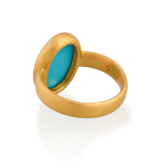 Load image into Gallery viewer, Oval Turquoise Ring, 22ct Gold
