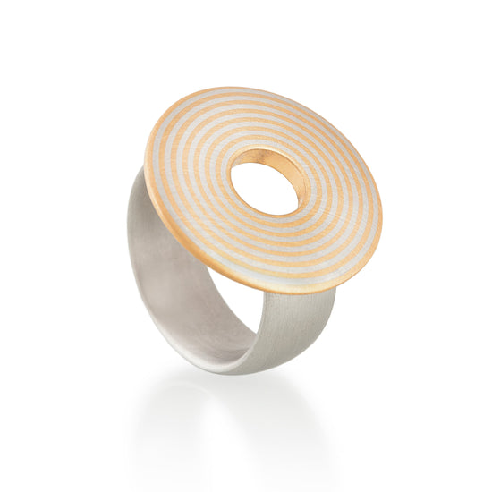 Load image into Gallery viewer, Concentric Circle Ring, Platinum &amp;amp; 22ct Gold
