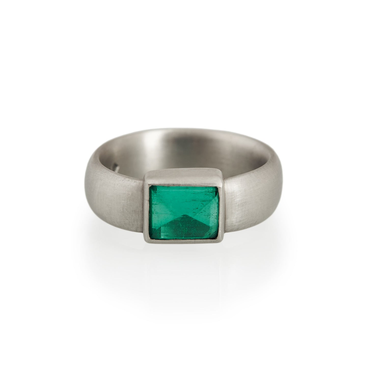 Load image into Gallery viewer, Rectangular Emerald Ring, Platinum

