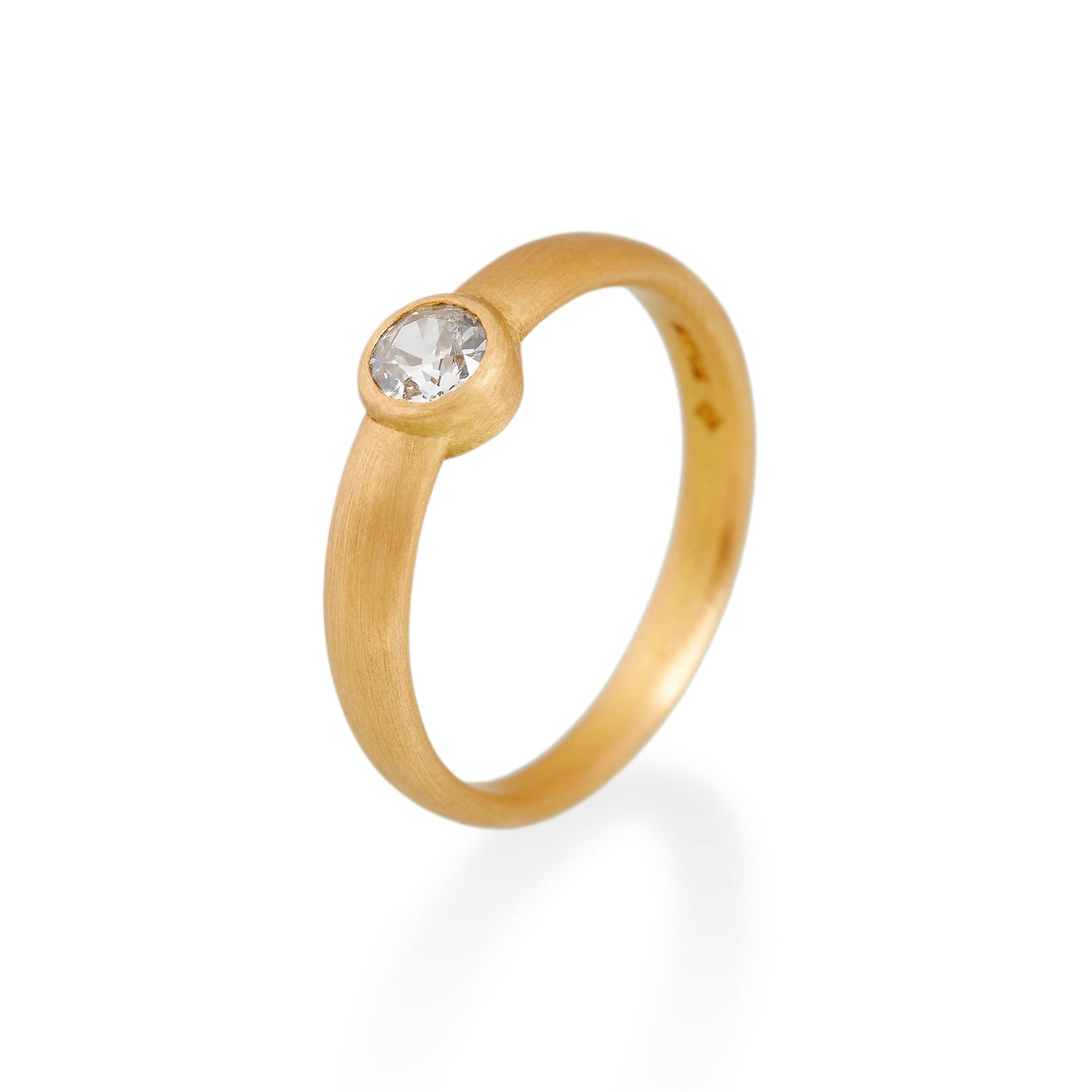Antique Round Cut Diamond Tapered Ring, 22ct Gold